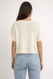 Cream Short Sleeve Raw Edge Top