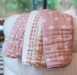Organic Muslin Burp Cloths, 3 Pack (Desert Pink & Ivory)