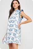 Paisley Blue Crochet Sleeve Dress