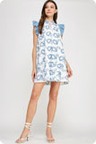 Paisley Blue Crochet Sleeve Dress