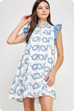 Paisley Blue Crochet Sleeve Dress