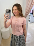 Pink Scalloped Short Sleeve Cardigan