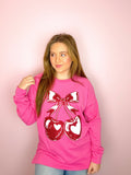 Cherry Heart Pink Long Sleeve Top