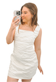White Jacquard Bow Back Dress