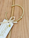 3mm Cable Wire Cuff Rhinestone Gold Knot