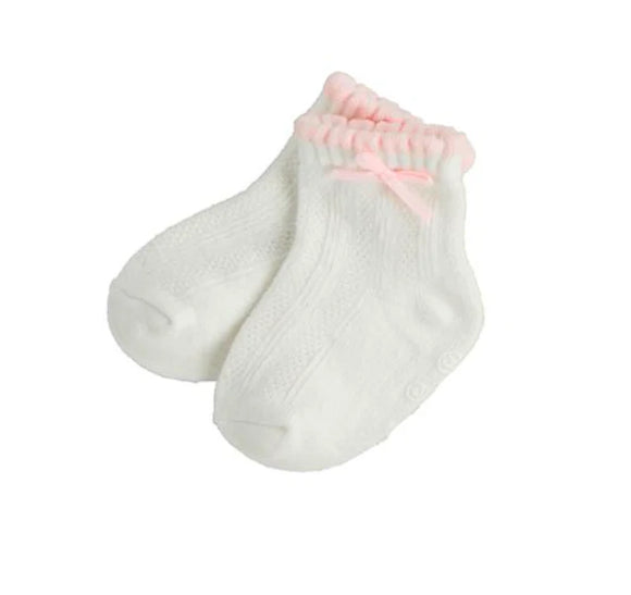 Ivory and Pink Baby Sock