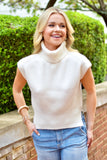 Ivory Sleeveless Turtleneck Sweater