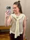 Brown Gingham Shawl Top