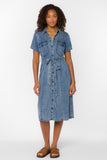 Dolene 100% Tencel Blue Tie Dress