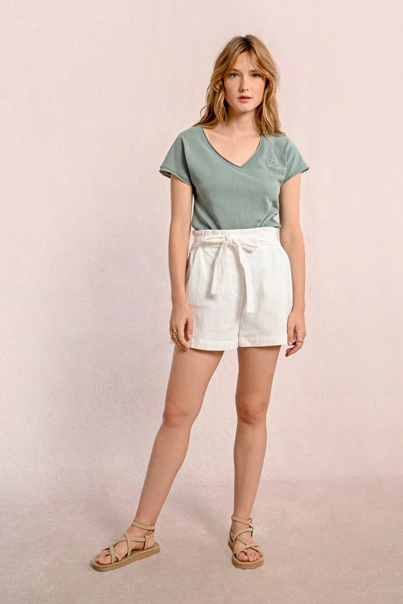 White Belted Shorts