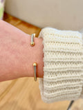 3mm Gold Cable Wire Cuff Rhinestone Silver Knot