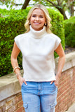 Ivory Sleeveless Turtleneck Sweater