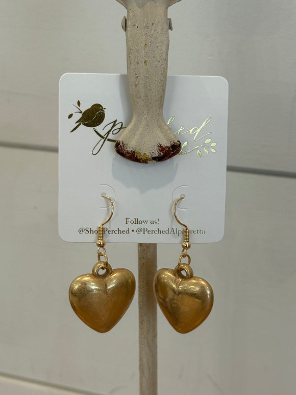 Gold Chunky Heart Earrings