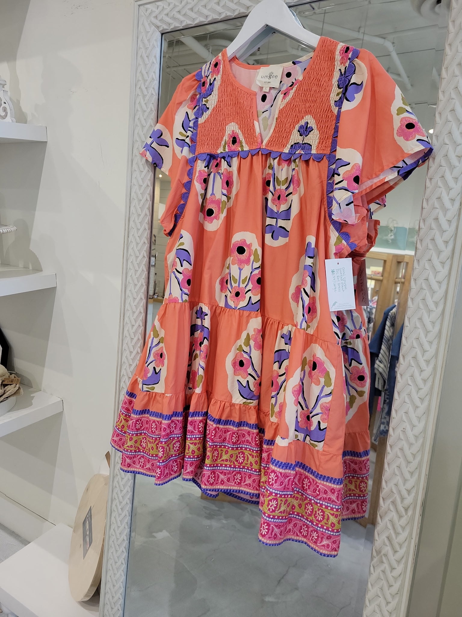 Coral & Purple Smoked Front Ric Rac Dress  Fashion Cupcake