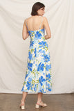 Blue & Green Tie Center Maxi Dress