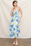 Blue & Green Tie Center Maxi Dress