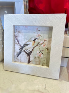 Red-Breasted Bird On Branch - White Frame