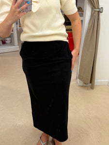 Black Brush Textured Midi Skirt