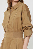 Camel Collared 3/4 Sleeve Dress