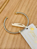 3mm Gold Cable Wire Cuff Rhinestone Silver Knot