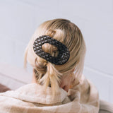 Truly Taupe Quilted Large Round Hair Clip