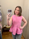 Pink Peplum Sleeveless Top