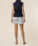 Sara Linen Tank in Navy