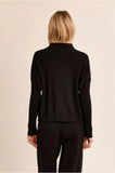 Black Stand Up Neck Ribbed Sweater