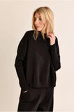 Black Stand Up Neck Ribbed Sweater