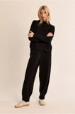 Black Stand Up Neck Ribbed Sweater