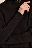 Black Stand Up Neck Ribbed Sweater