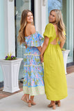 Chartreuse Tie Back Maxi Dress