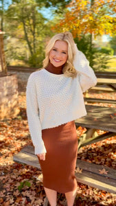 Ivory Cropped Long Sleeve Sweater