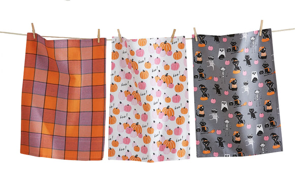Costume Cat Pumpkin Dishtowel Set of 3