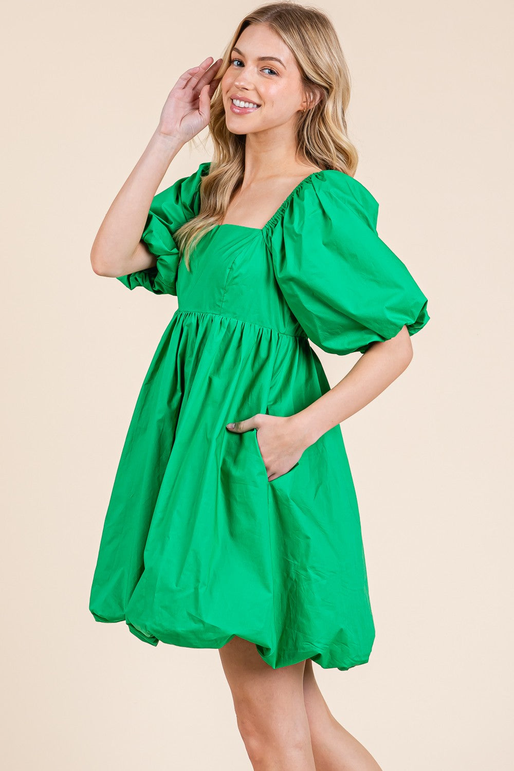 Kelly Green Bubble Sleeve Dress Fashion Cupcake Kelly Green Bubble Sleeve Dress Fashion Cupcake