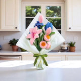 Chenille Flower Pink & Blue Bouquet