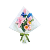 Chenille Flower Pink & Blue Bouquet
