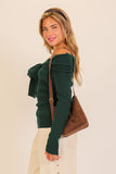 Green Off the Shoulder Bow Top