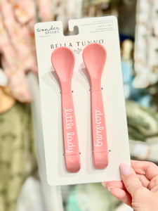 Ergonomic baby cutlery - light pink