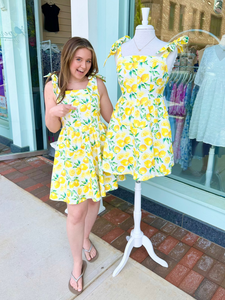 Lemon Print Tie Strap Dress