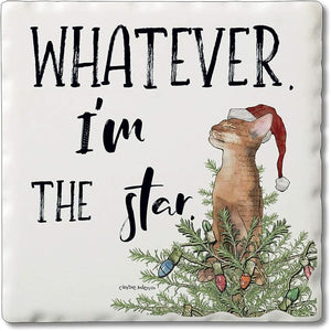 Whatever, I'm the Star  - Christmas Naughty Pets Coaster