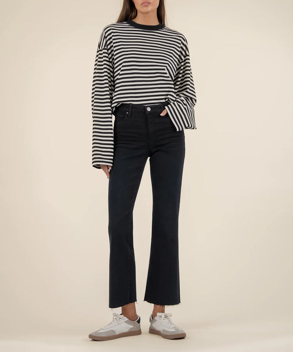 Black -Kelsey High Rise Ankle Flare - Firm