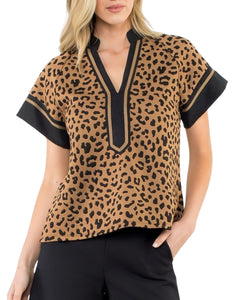 Leopard Print Short Sleeve Top