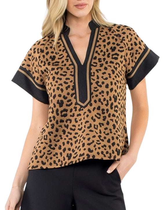 Leopard Print Short Sleeve Top