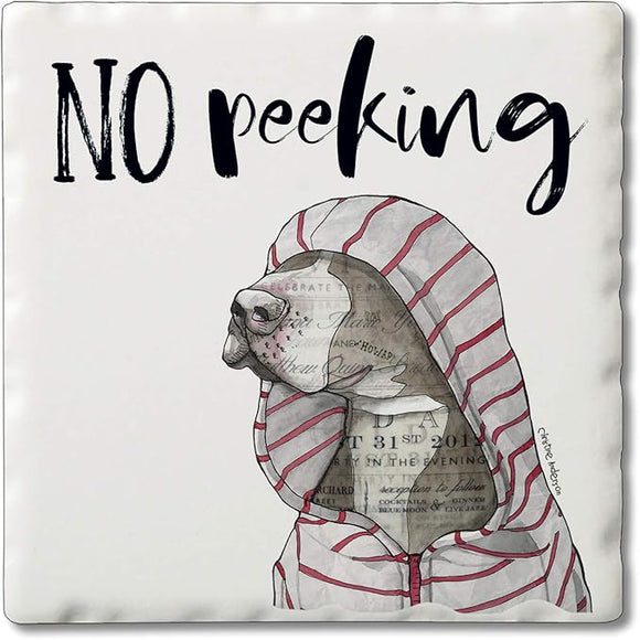 No Peeking - Christmas Naughty Pets Coaster