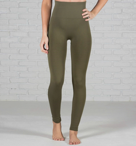 Olive High Waist Fleece Lined Legging : One Size