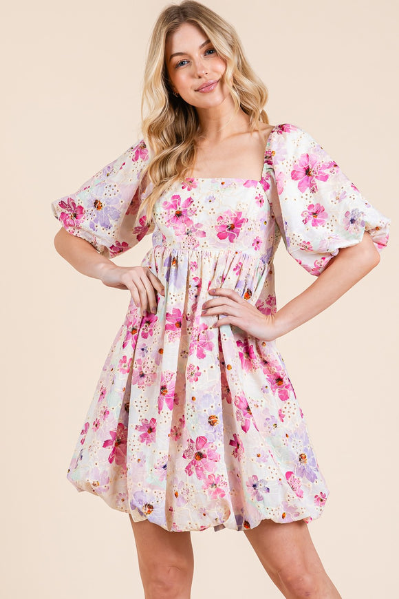 Pink Floral Babydoll Dress