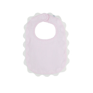 Pink Seersucker Scalloped Bib