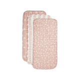 Organic Muslin Burp Cloths, 3 Pack (Desert Pink & Ivory)