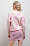 Pink & Ivory Pearl Heart Outline Sweater